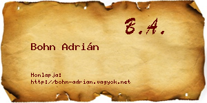 Bohn Adrián névjegykártya